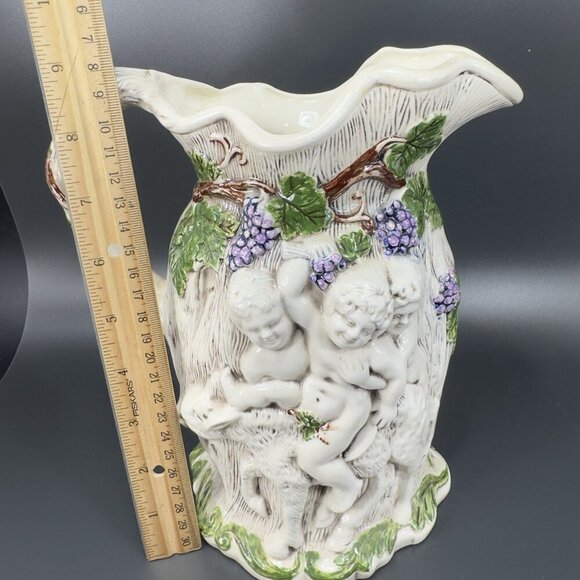 Vintage 1975 Hand Painted Ceramic Jug Pitcher Carafe Artist Signed Naked Men VTG - Picture 3 of 14